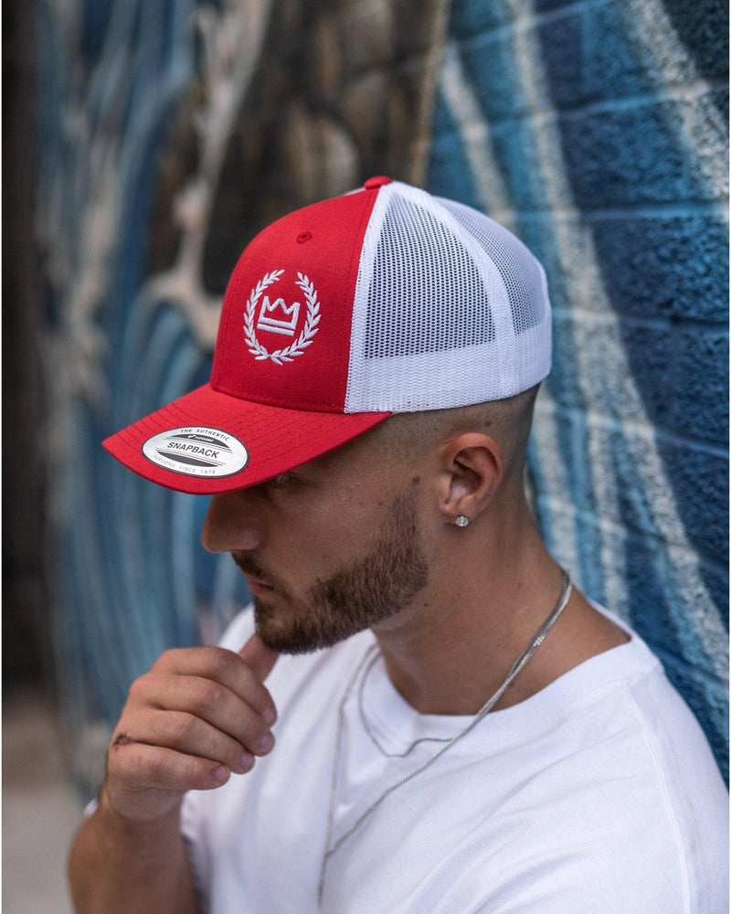 LUX SPORT - Active Streetwear Headwear One Size Fits All. Trucker Snapback - Red/White