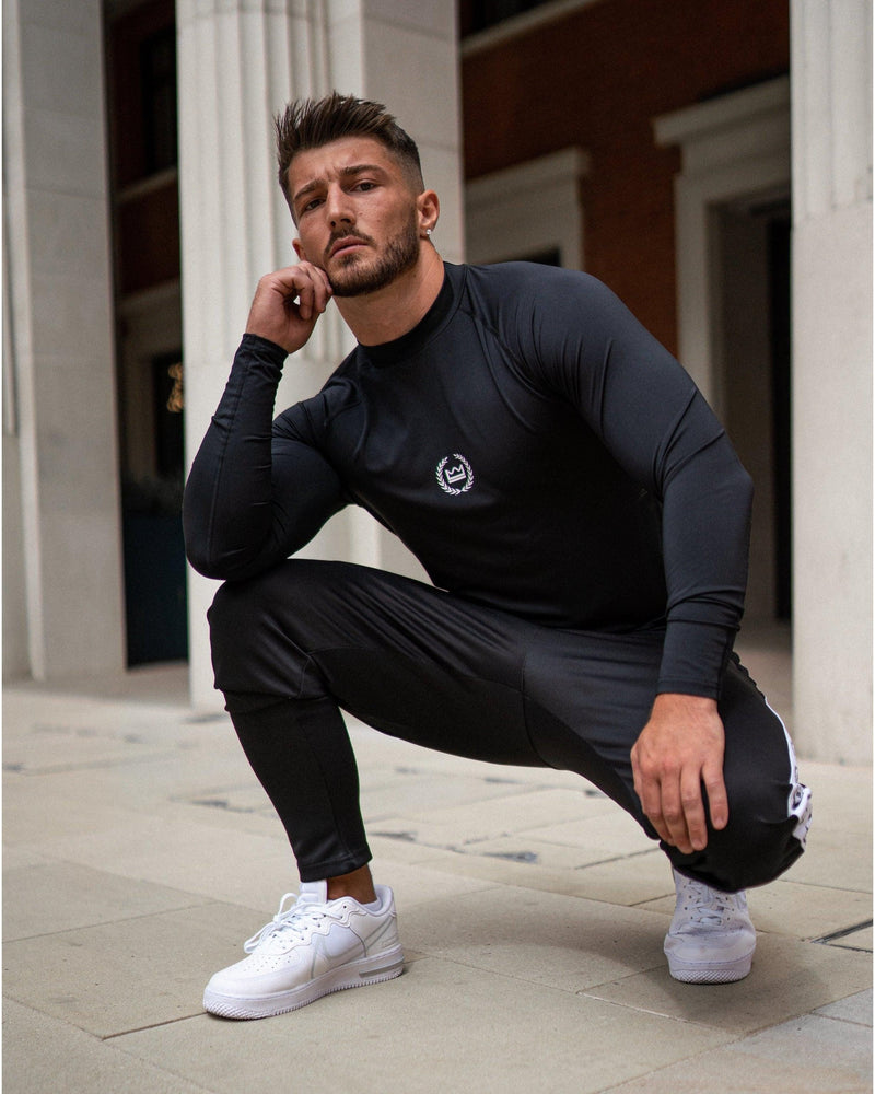 LUX SPORT - Active Streetwear Mens T-Shirts & Tops Long Sleeve Base Layer - Black