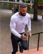 LUX SPORT - Active Streetwear Mens T-Shirts & Tops Long Sleeve Base Layer - White