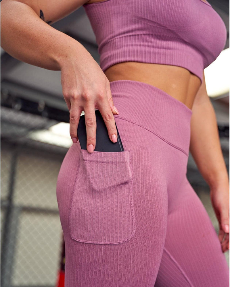 LUX SPORT - Active Streetwear Womens Leggings Ribbed Seamless Leggings - Pink