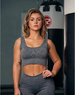 LUX SPORT - Active Streetwear Womens Sports Bras Ribbed Seamless Sports Bra - Grey